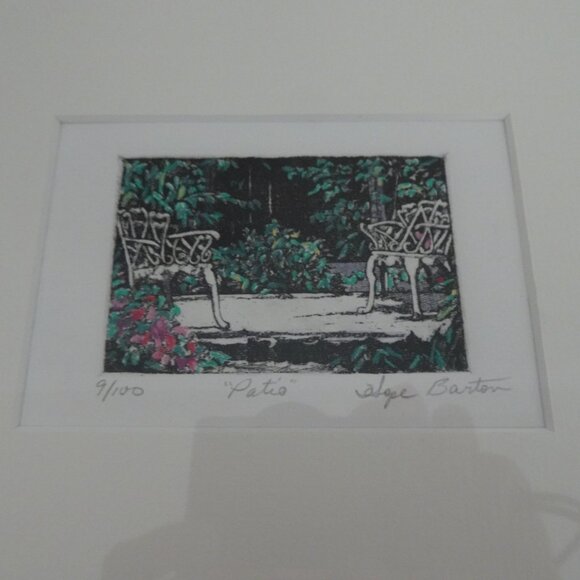 Hope Barton "Patio" Print Miniature Outdoor Landscape Cottage Signed Numbered - Picture 3 of 10
